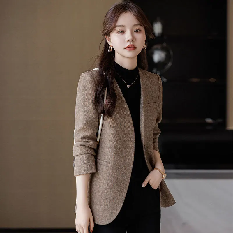 Autumn Winter Formal Women Uniform Styles Blazers Jackets Coat Career Interview Outwear Professional Office Tops Blaser Clothes