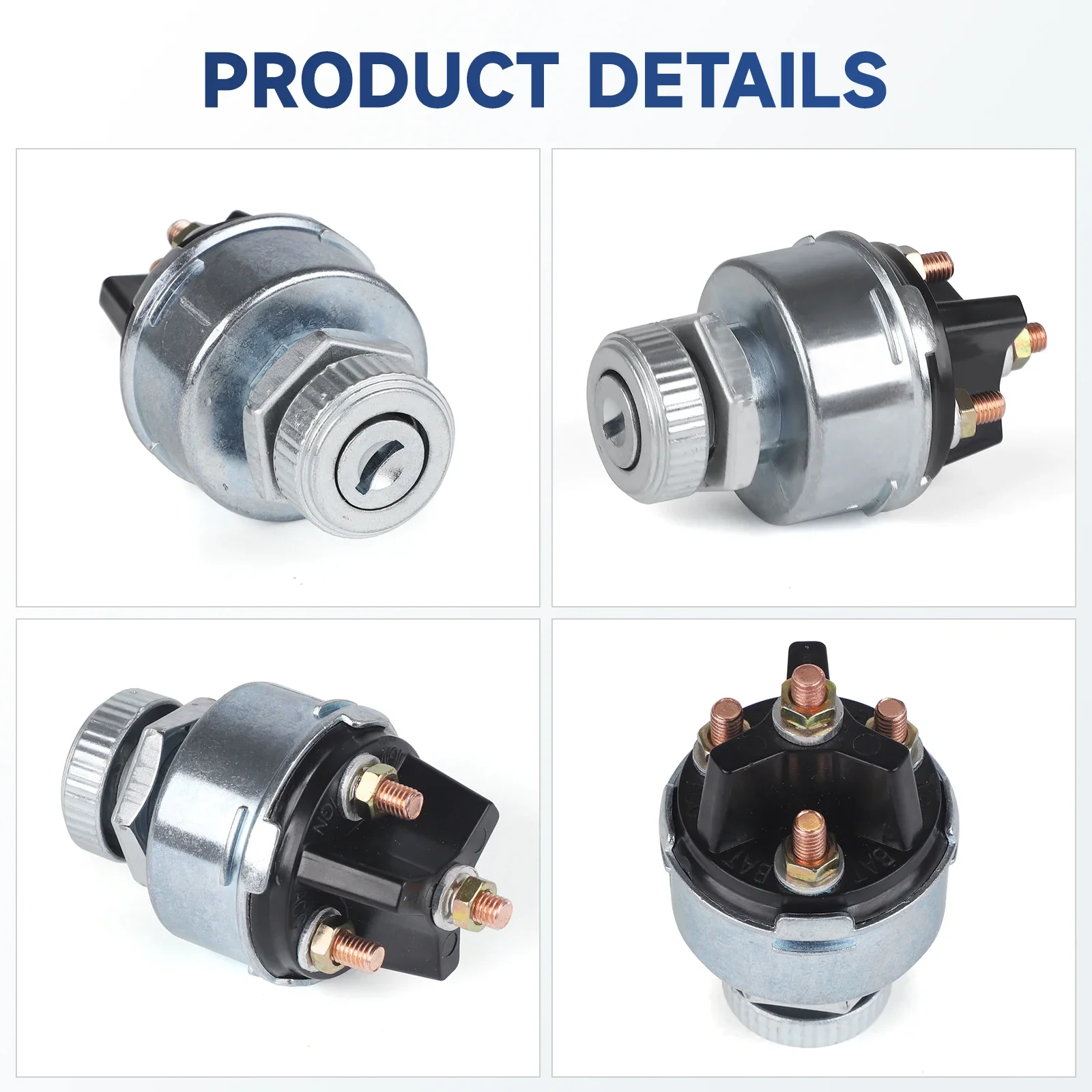 CNSPEED 4 Position 4 Terminal Ignition Switch with 2 Keys Copper For Ford Jubilee Tractor Trailer Plant Applications 80153 85936