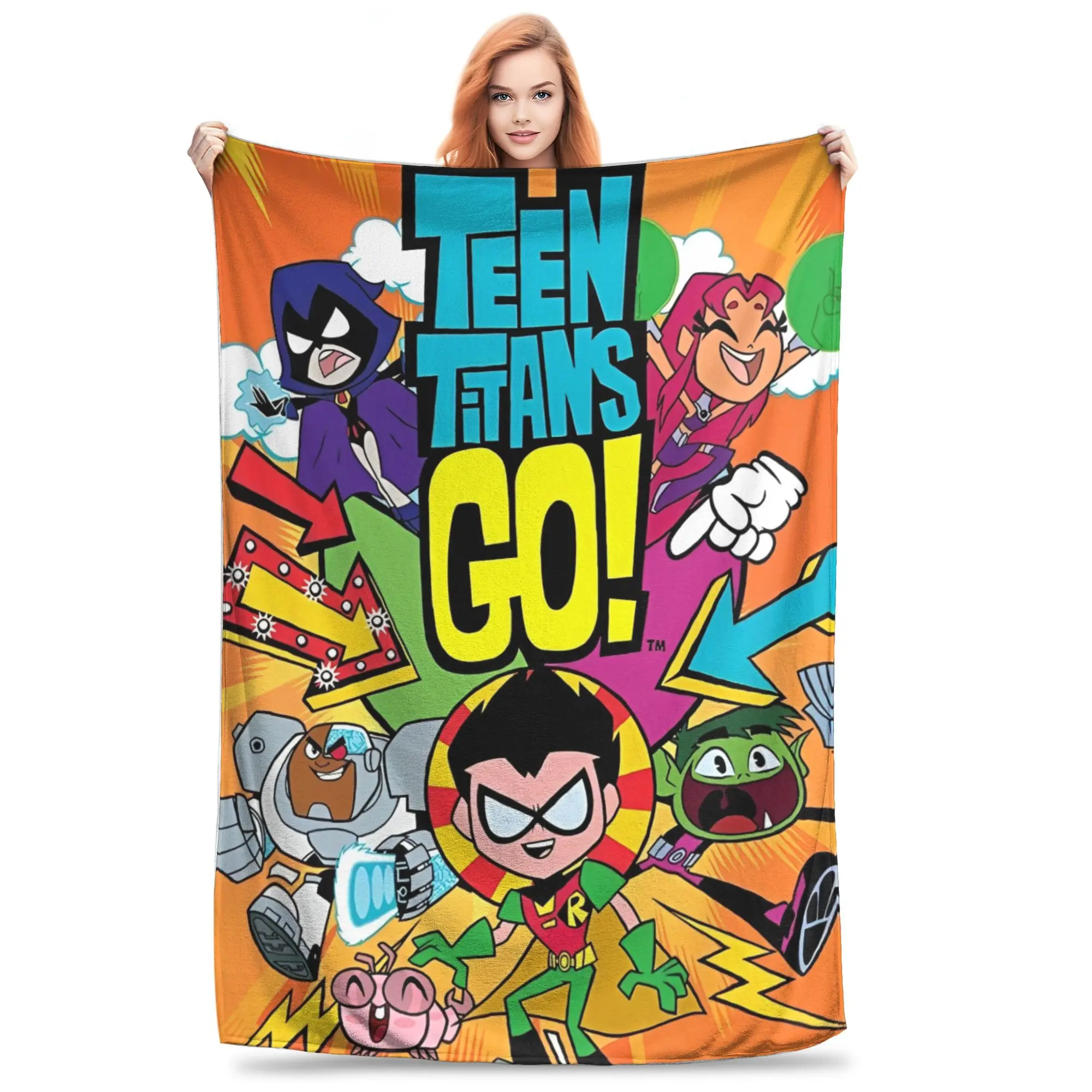 

Teen Titans Go Family (2) Blankets Flannel Funny Soft Throw Blankets for Chair Covering Sofa All Season,
