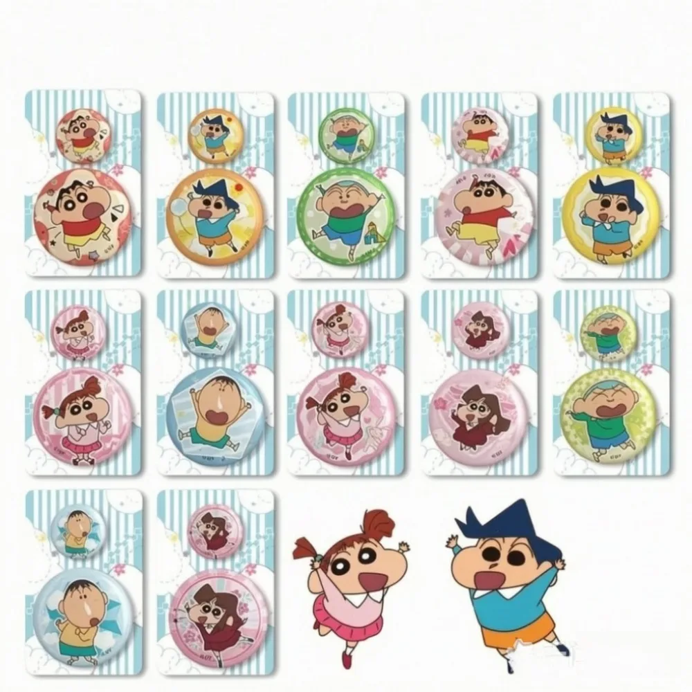 Crayon Shinchan Classmate Series Blind Box Tin Badge Shinchan Nene Anime Pin Button Kawaii Ornament Gift for Fan Room Decoration