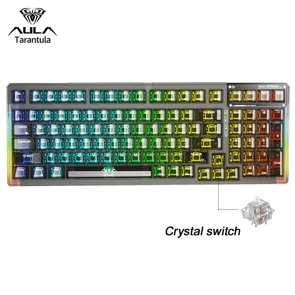 AULA F98 Gaming Mechanical Keyboard Full-size Three-mode Bluetooth/2.4G/USB-C Backlight 99 Keys Customized keyboard for PC MAC