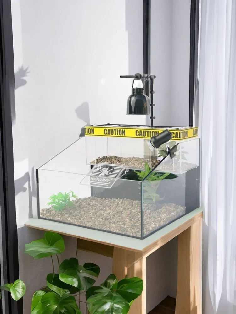 Turtle tank ecological turtle tank household desktop glass fish water turtle tank villa high water level integrated