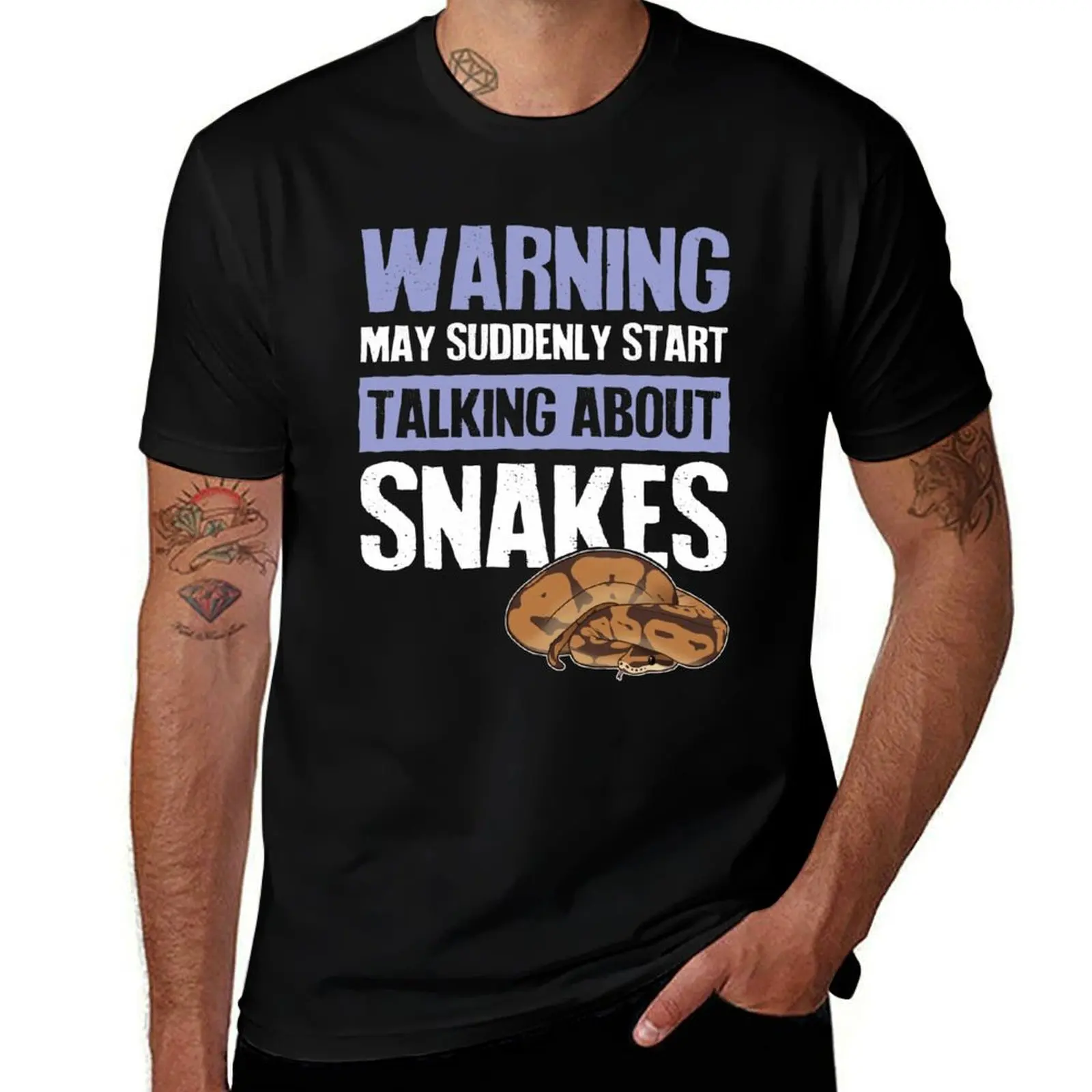 Warning Suddenly Talking About Snakes T-Shirt funny t shirts cotton T-Shirt