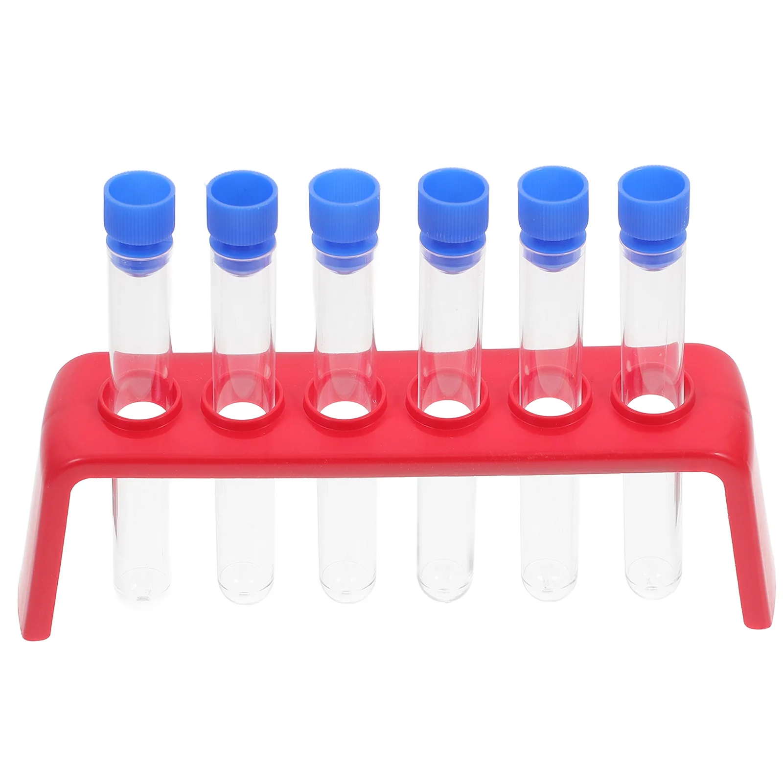 

6 Pcs Science Experiment Kit Plastic Test Tubes with Holder Holes Rack Equipment Clear Child Stand Laboratory Containers