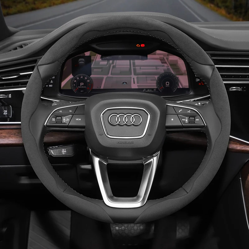 

Suitable for Audi Anti-Slip Buckle Segmented Suede Steering Wheel Cover Suitable for R4 B8 A3 8P B6 B7 A6 C6 A1 A5 8L Tt C5 B5