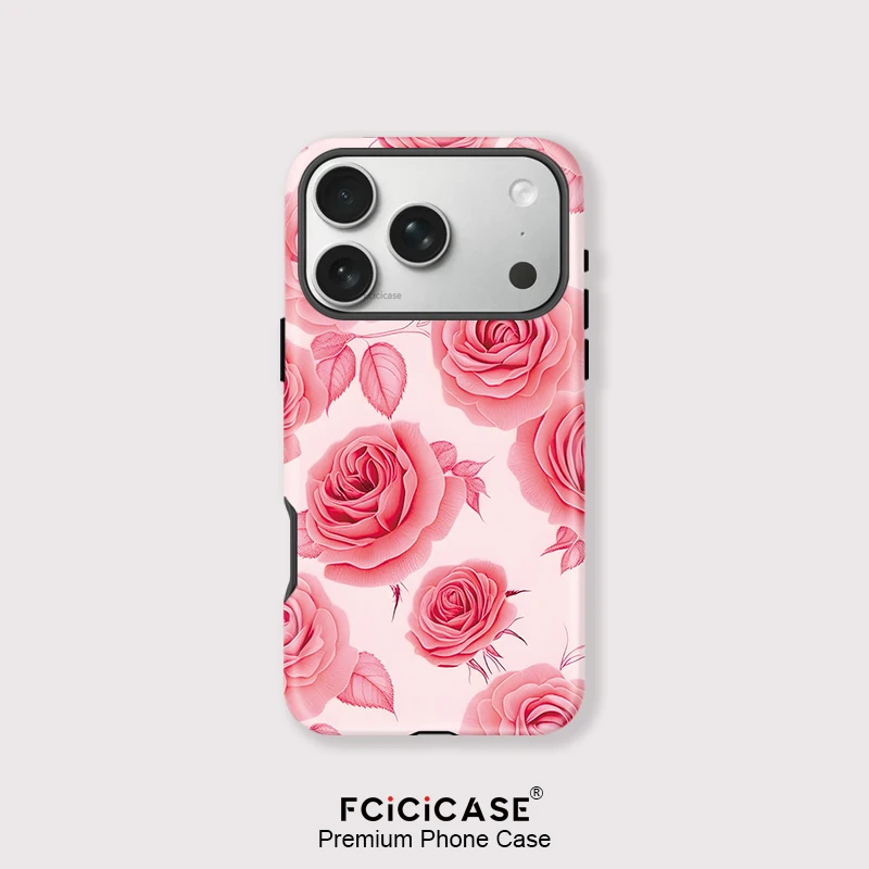 Fcicicase Handyhülle für iPhone 14 16 17 Air 15 Pro Max Plus 13 12 11 Magnetische Doppelschicht-Blumenmuster für Magsafe Cover