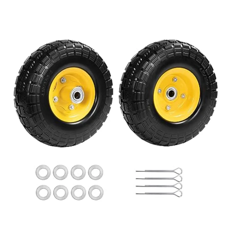 

4.10 3.504 tire and wheel flat free 10 Inch Solid Rubber Tire with 5 8 Bearings 2.1 Offset Hub For Hand Truck Garden Cart Wagon