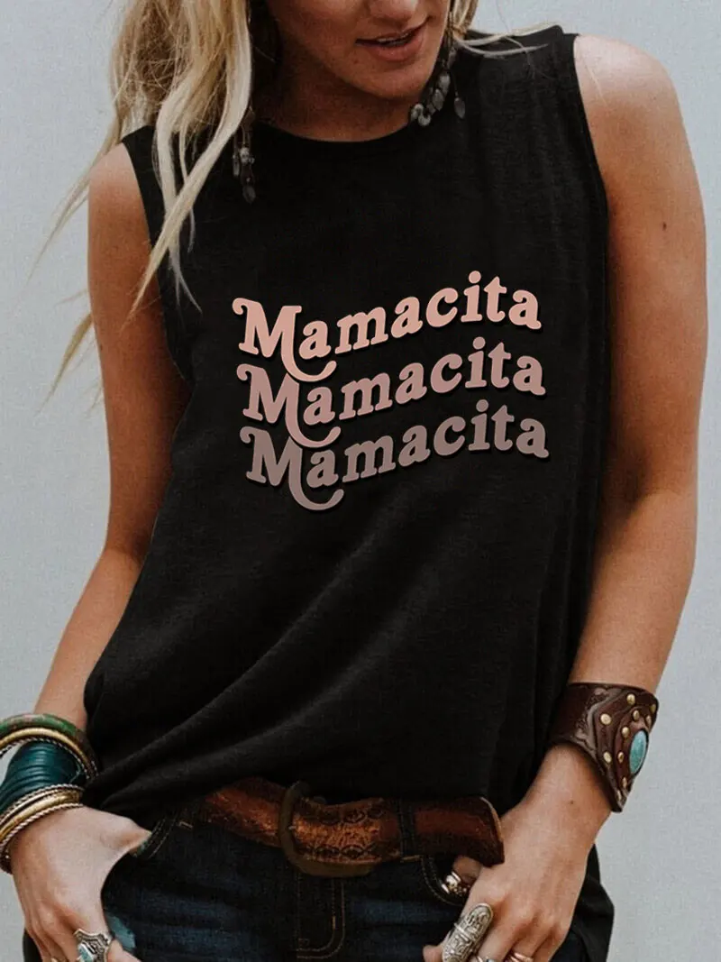 Mamacita New Arrival Spanish Sleeveless Tshirt Women Funny Summer Casual Sleeveless Top Mexican Shirt Latina Tee Gift for Her