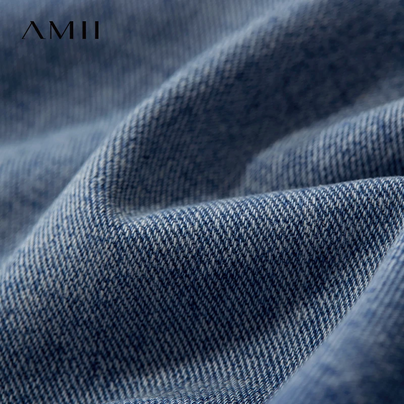 Amii กางเกงขาสั้นผู้หญิง Minimalist ฤดูร้อนใหม่อเนกประสงค์สไตล์ DENIM เข็มขัดฟรี Retro ล้างผ้าฝ้าย Casual DENIM กางเกงขาสั้น 12542225