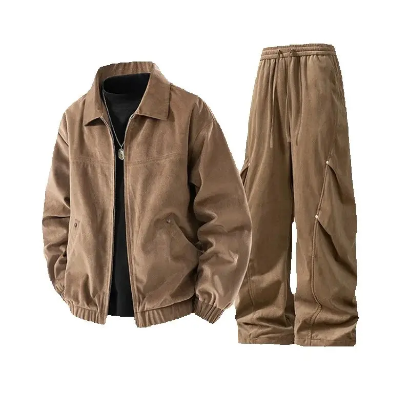 

2025 мужской осенний модный повседневный комплект, ветрозащитная, дышащая, приятная для кожи, удобная, устойчивая к царапинам, износостойкая одежда