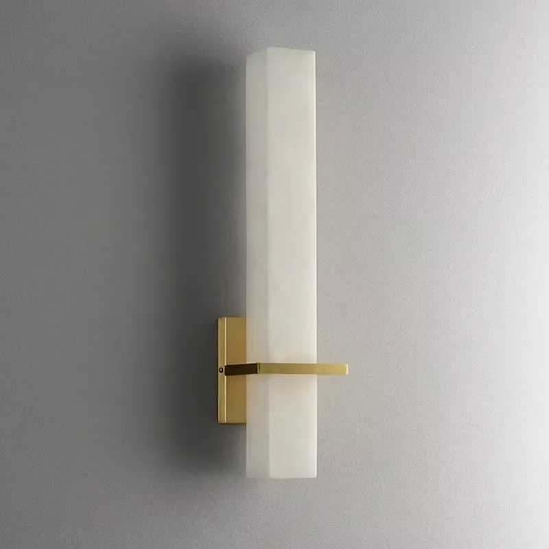 Modern LED Light Wall Lamp for Living Room TV Background Bedroom Bedside Simple Stone Copper Aisle Lamp Minimalist view 2