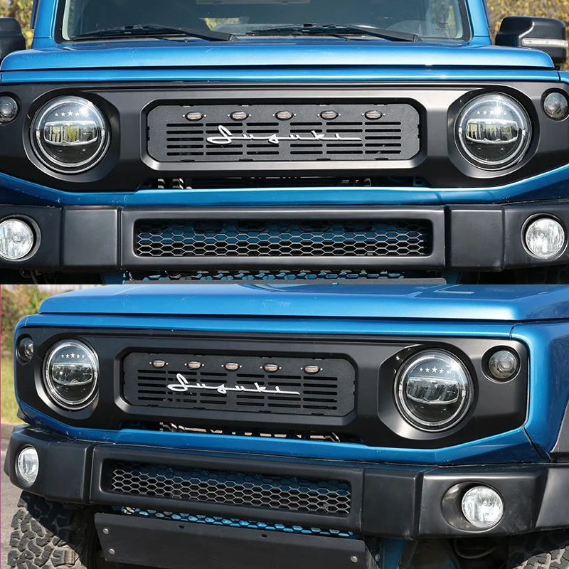 For Suzuki Jimny JB64 JB74 2019+ Auto Exterior Accessories Front Bumper Grille  ABS With LED Car Racing Grills Cover Decoration