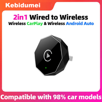2 in1 Wired to Wireless CarPlay Android Auto Adapter Smart Mini Box Plug and Play Bluetooth for Car With Wired CarPlay