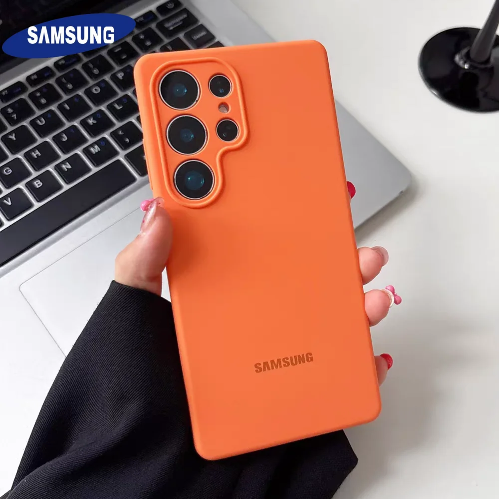Samsung S26 Ultra Flüssigsilikon Original Logo Hülle Vollständiger Kameraschutz Offizielle Funda für S26 Plus S25 Ultra S24 FE mit Box