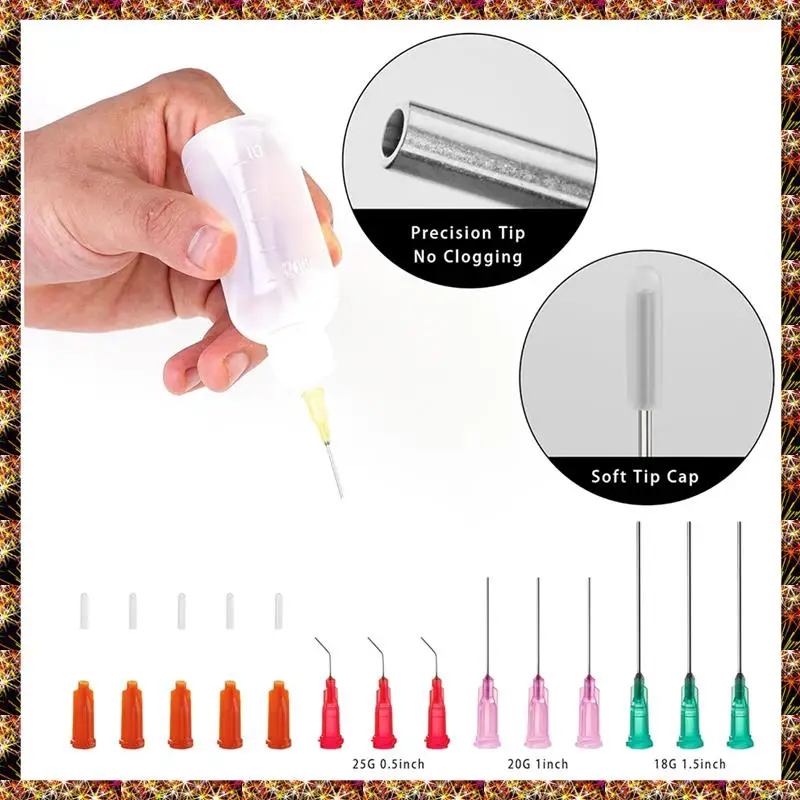 BTCL Precision Tip Applicator Bottle,Blunt Tip Needle And Cap, 18G 20G 25G Needle Tip Squeeze Bottle, Oil Dropper Bottle