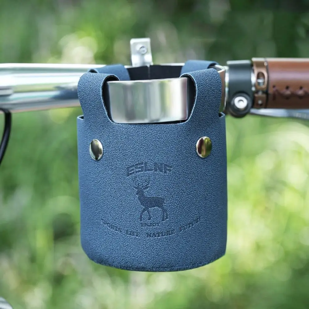 Metal Clamp Cycling Water Bottle Cage Leather Material Portable Cycle Cup Holder Handlebar Aluminum
