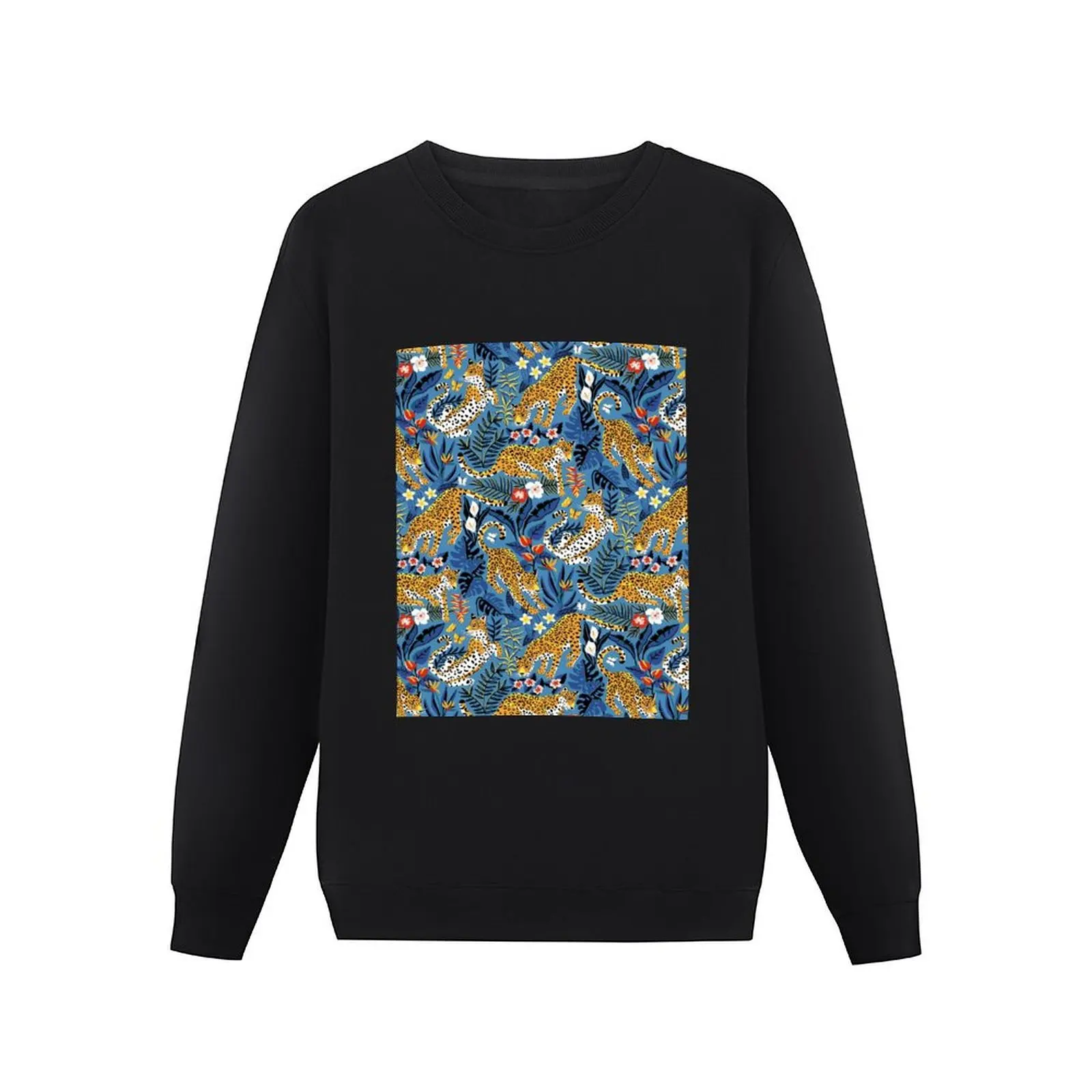 Dancing Jaguar Jungle - Grey Blue Pullover Hoodie winter clothes sports sweatshirt man