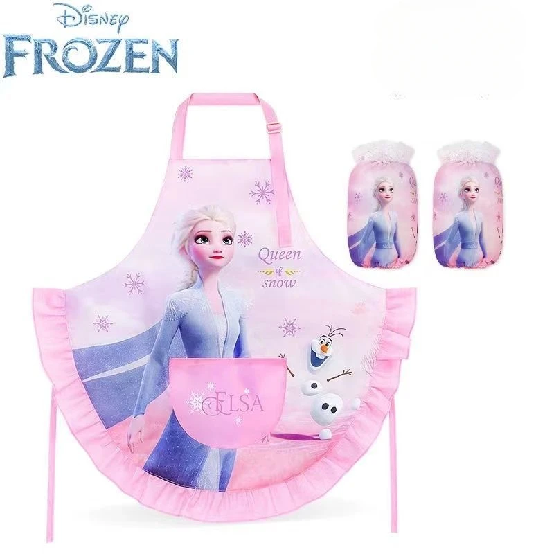 مجموعة مريلة ديزني سيريز إلسا للأطفال لطيفة وناعمة ومريحة ومقاومة للماء وقذرة ونمط كرتوني سهلة التنظيف #1