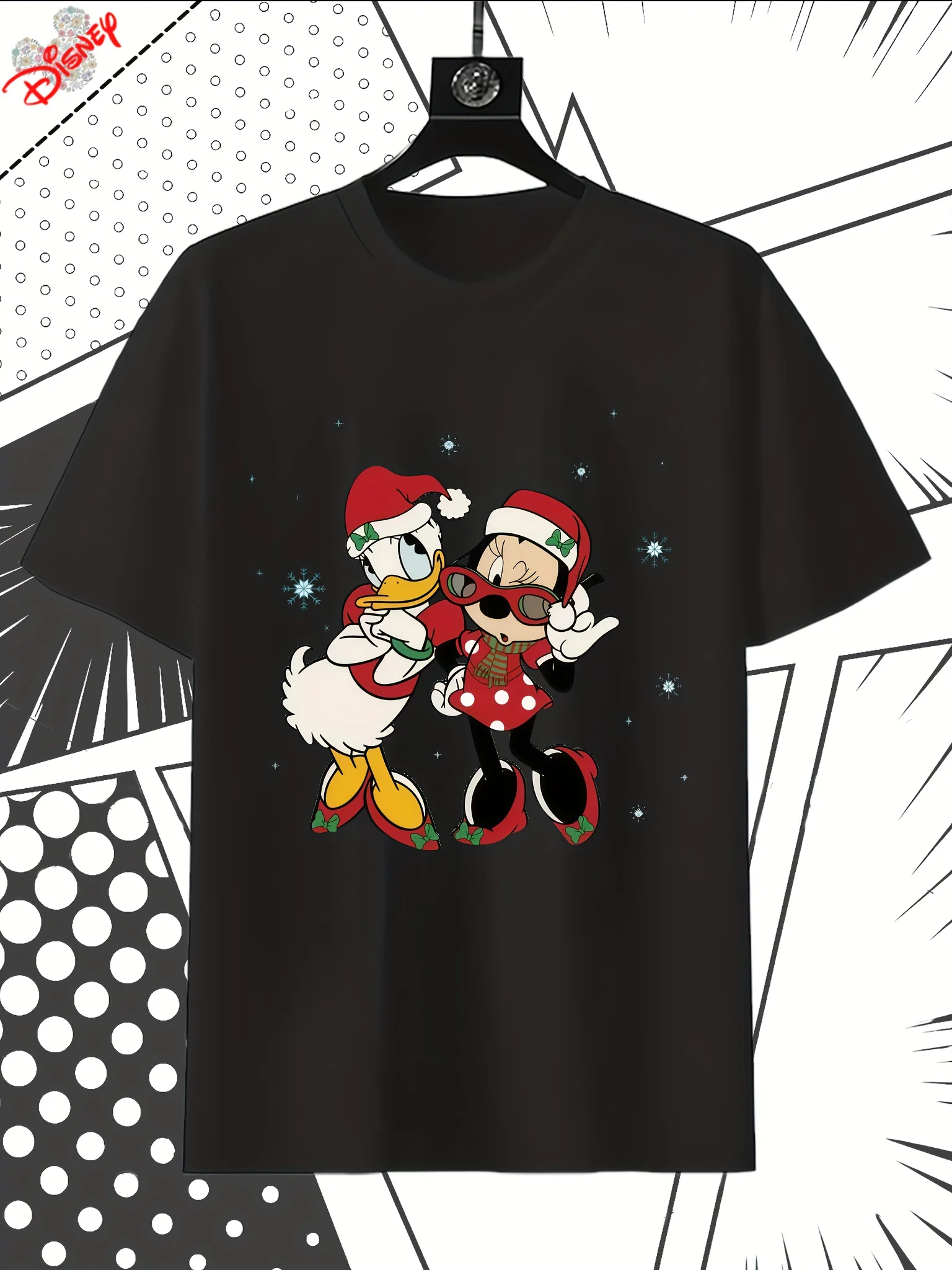 

Disney Minnie and Daisy Christmas T-shirt - Minnie Mouse and Daisy Duck Holiday Costume, Round Neck for All Seasons Comfort