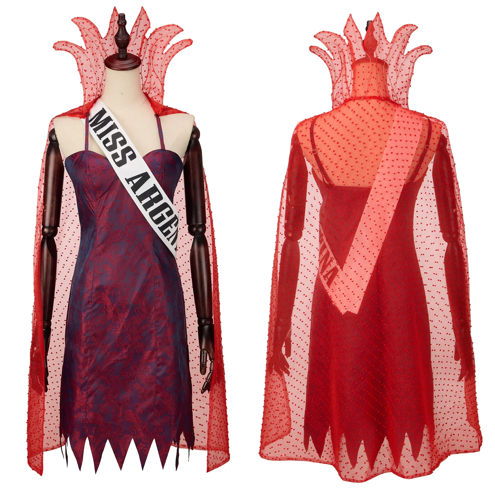 Anime Miss Argentina Frequency RecepJouCosplay Costume pour femme, robe rouge sexy avec ensemble Everak, uniforme de fête d'Halloween et de Noël