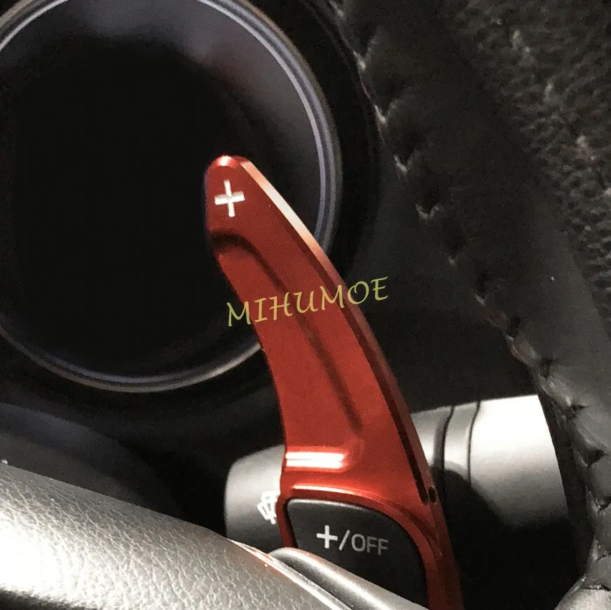 Aluminum Steering Wheel Shift Paddle Shifter Extension Trim For 2014-2018 Mazda 3, 2013-2023 Mazda 6 Red