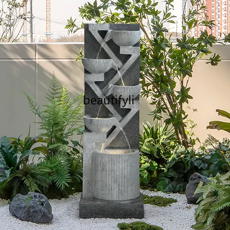 Ornamento di acqua corrente in stile europeo acqua circolante per attirare la ricchezza palla Feng Shui, casa moderna semplice e leggera di lusso6005