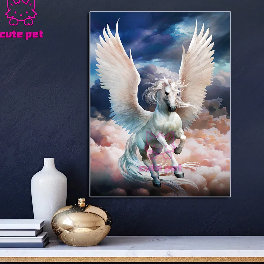 Diamond Embroidery painting Animals are flying horses The sky Home Wall Decor 5d Full Square round drill Diamond Mosaic Pattern