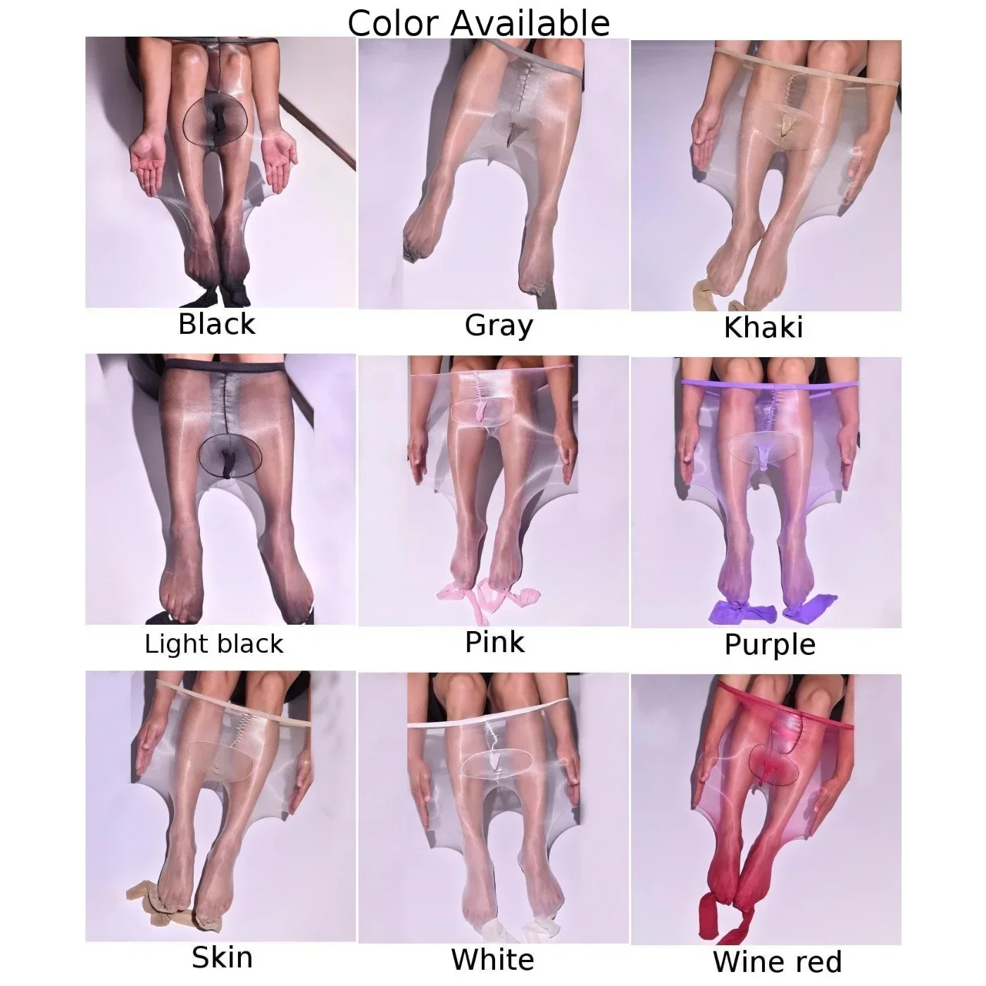 New Men\'s Sexy Silk Sock Leggings Sheer Oil Shiny Ultra-Thin Pantyhose Pouch Sheath Stockings Tights Bottoms Underwear