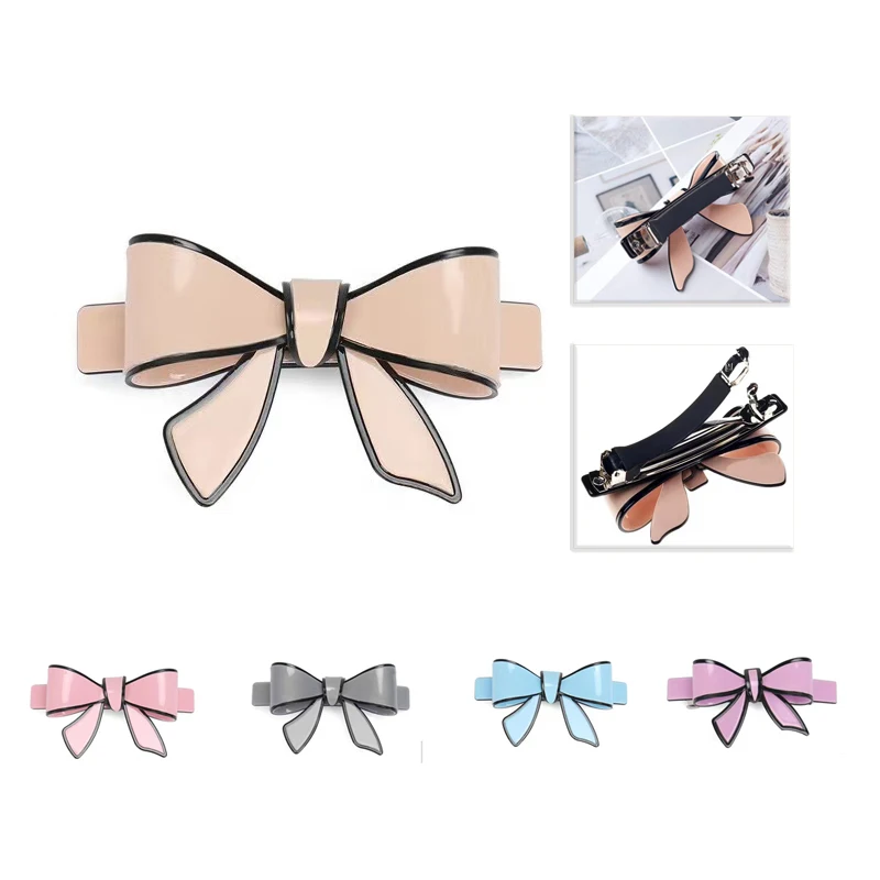 Bow French Hair Barrettes Acrylic  Hair Jewelry Crab Clip Women Hairpins Bowknot Acetate Butterfly Accessary Clamp For Girl