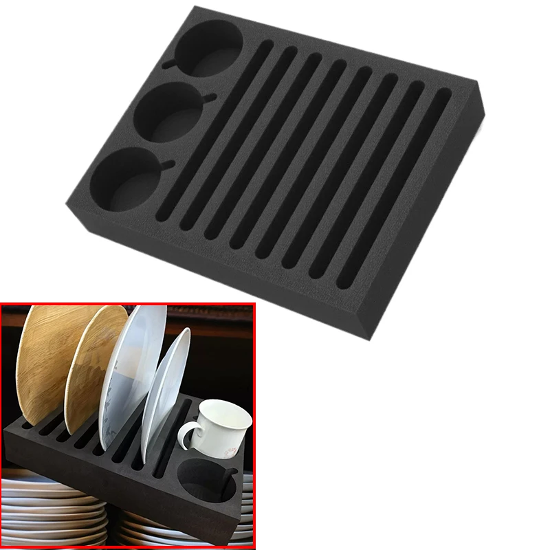 1Pc Black Multi-Functional Cup Holder Portable Drink Carrier Tray For Caravan Camping Car RV Foam Glass Holder Storage Box Black