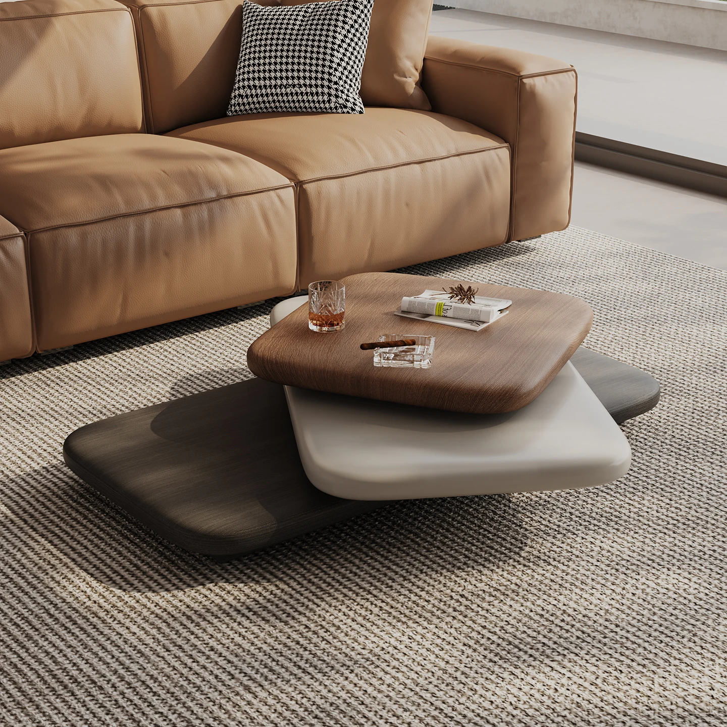 

Italian minimalist rotatable coffee table combination modern simple living room home designer creative special-shaped floor