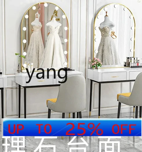 

LMM wedding dress shop with marble makeup table professional makeup artist dresser