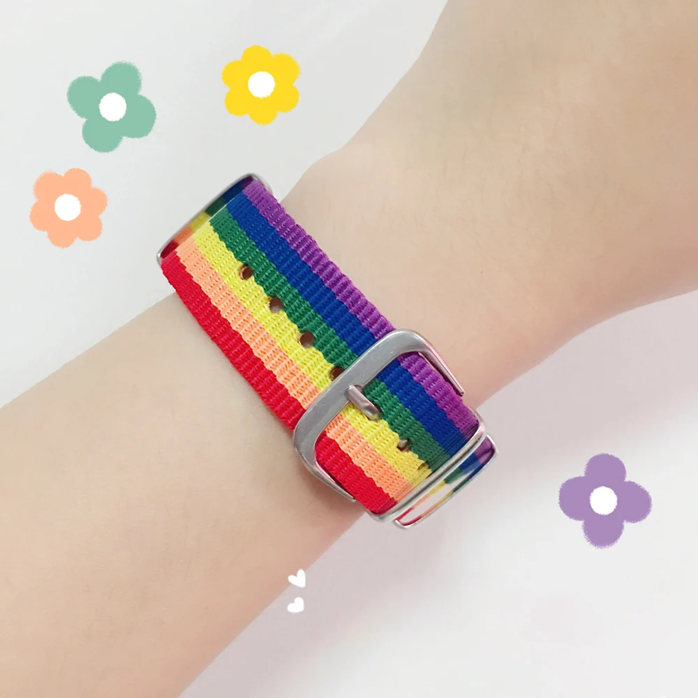 Hot Nylon Rainbow Bracelet for Men and Women Lesbians Gays Bisexuals Couple Friendship Ins Fashion Braided Jewelry Watch Strap