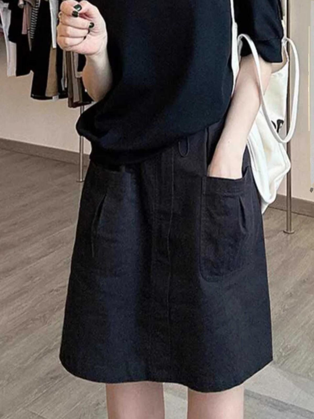 เอวสูง A-Line Workwear กระโปรง Casual Slimming Tummy ครอบคลุม plus ขนาด ort กระโปรงเกาหลี Sle เดินทางสีบริสุทธิ์