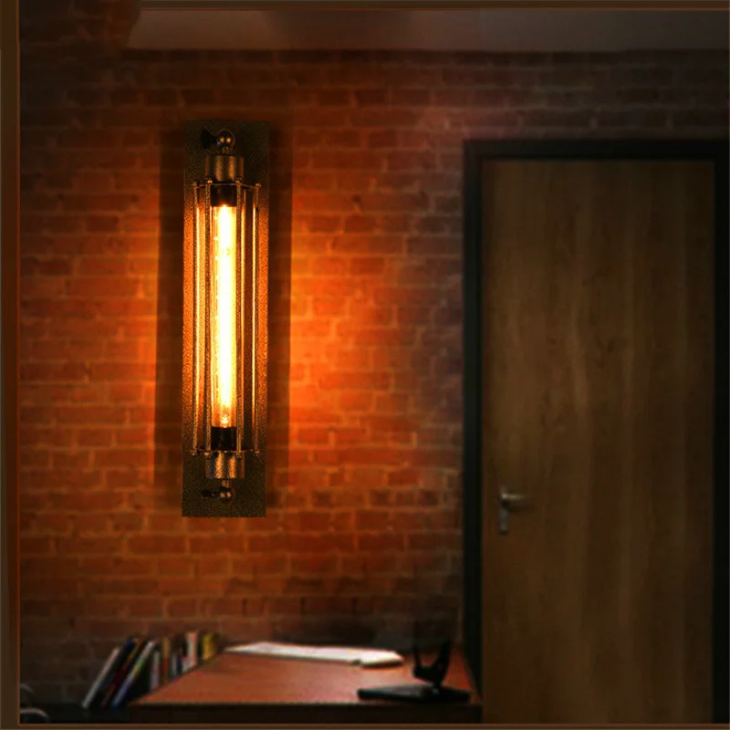 

Continuous System Wrought Iron Flute Wall Lamp Industry Wind Bar Café Bedroom Guest Room Bedside Lamp Led Wall Lamp