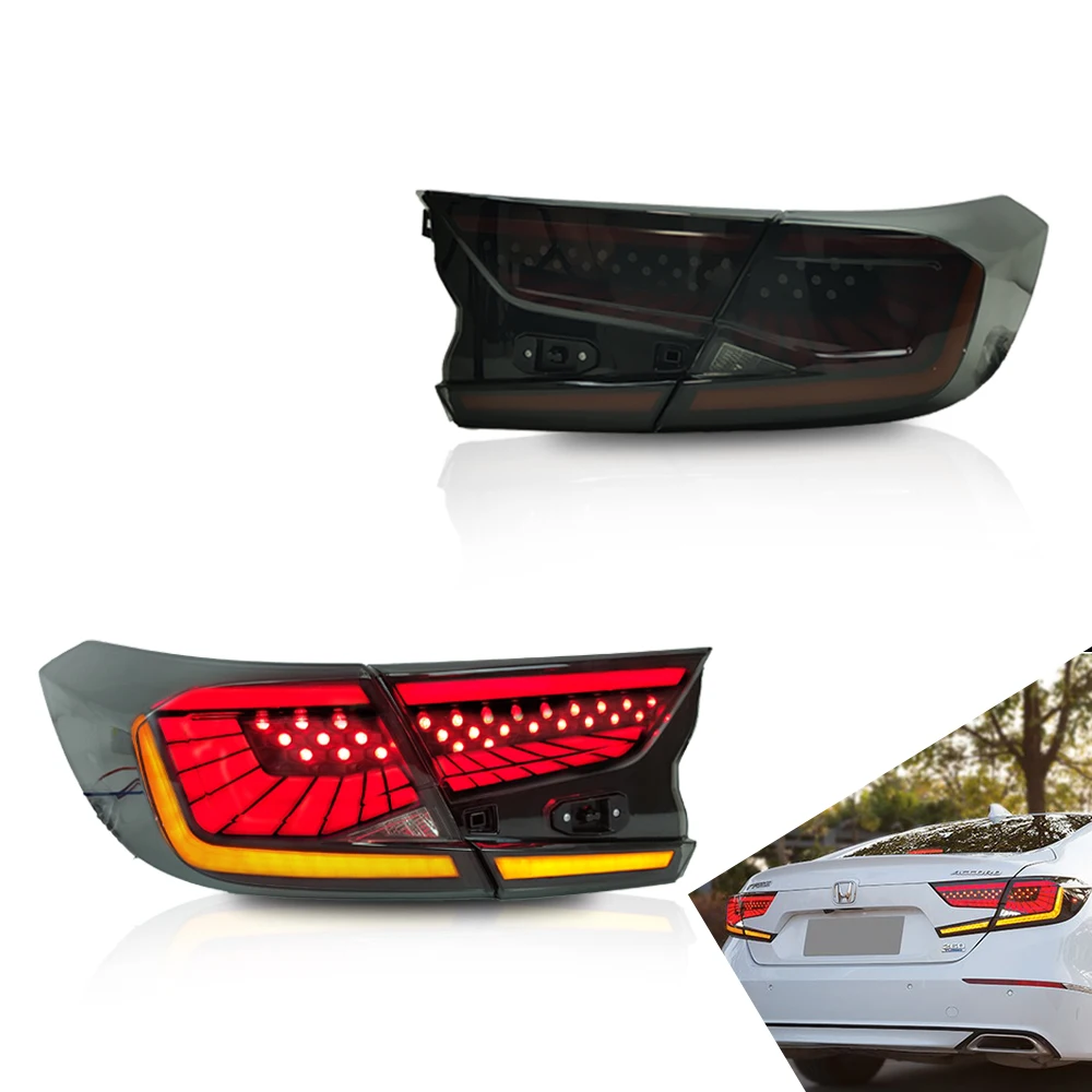 

Светодиодные задние фонари для Honda Accord 10-го поколения 2018 2019 2020, анимация DRL, последовательный индикатор, задний фонарь в сборе