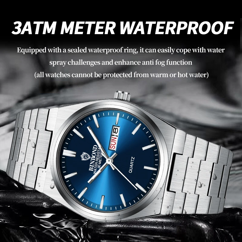 2024 New Luxury Watch for Man Elegant Date Week Waterproof Luminous Men Watch Quartz Stainless Steel Sports Men\'s Watches reloj