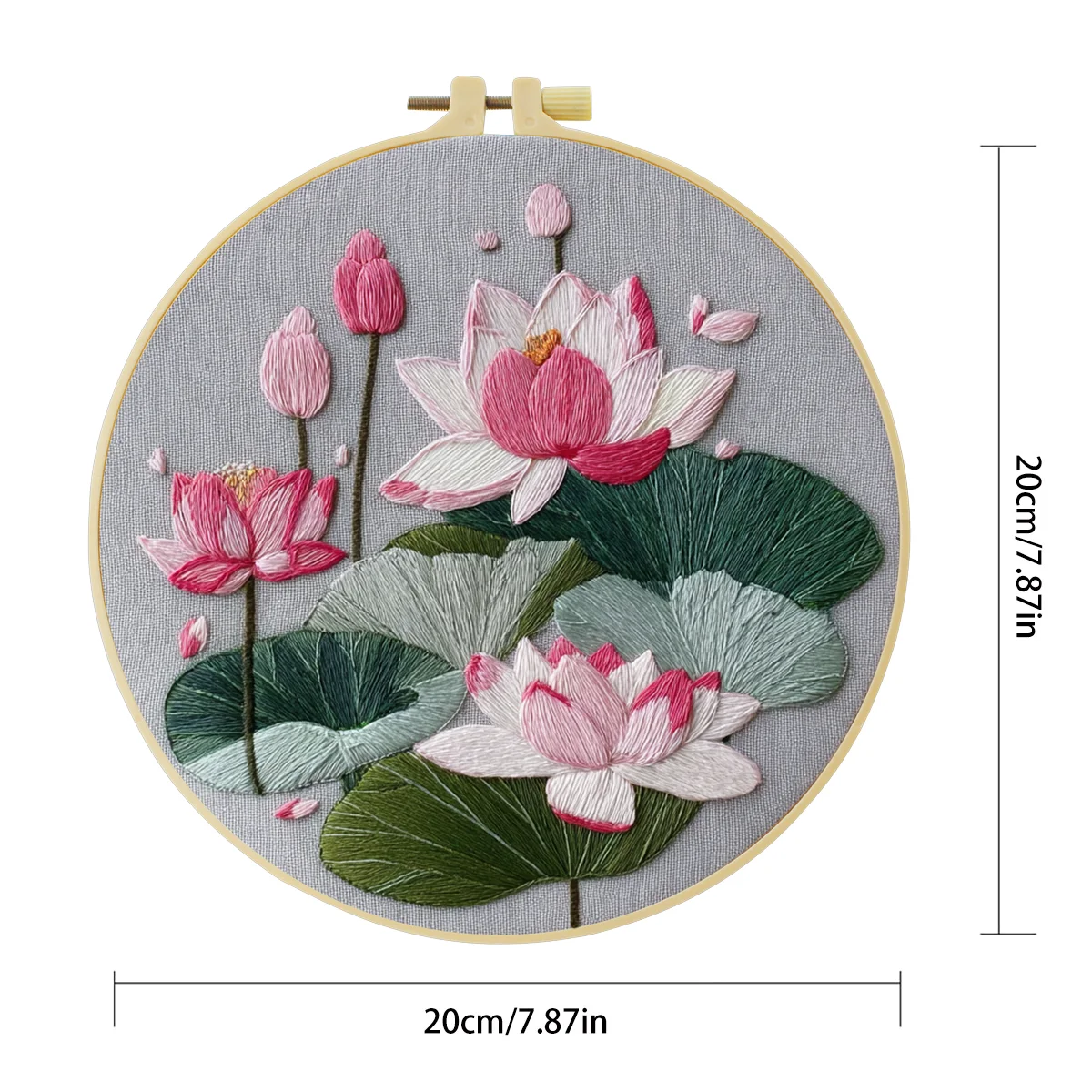 1 Stück 20X20CM/15X15CM 7,87/6,3 Zoll Lotus-Stickerei-Starter-Kit DIY-Kit DIY-Stickerei-Set Handarbeiten Nadelkunst Malerei – Detail 2