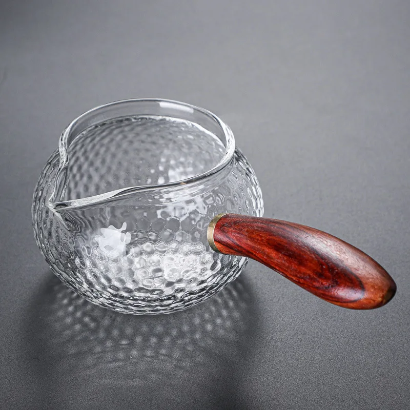 Wholesale Wooden Handle Glass Justice Cup Kung Fu Teapot Chinese Tea Set Kettle Heat Resistant Glass Teapot for Infusion Gaiwan