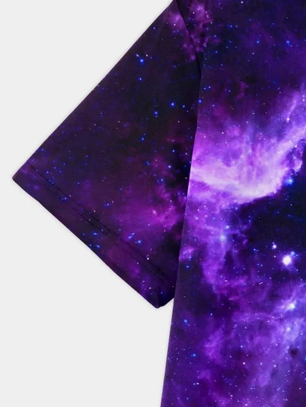 Tops Space Galaxy Purple Ang Blue T-Shirt For Boys Kids Clothes Children\'s Boy\'s Clothing Top Shirts Real Madrid Shirt 2024 Wear