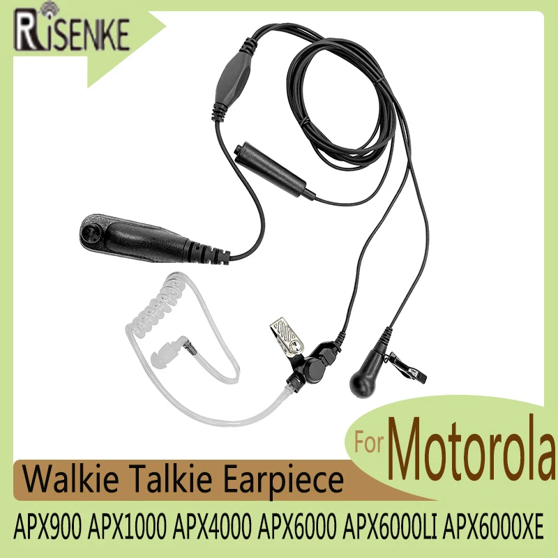 RISENKE-Walkie Talkie Radio Earphone, Headset, Compatible for Motorola, APX900, APX1000, APX4000, APX6000, APX6000LI, APX6000XE