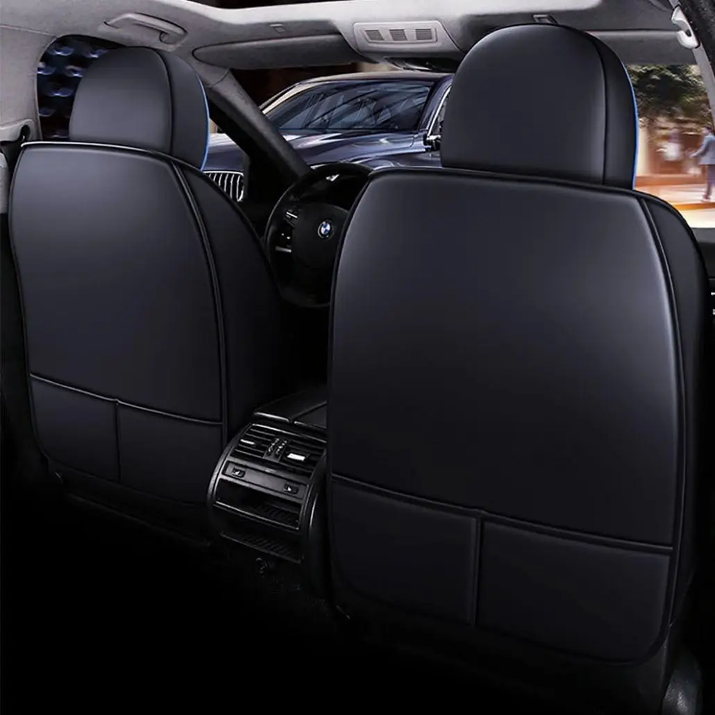 Automotive Full Set Usage, Premium Leather Material, Black&Blue Color, Waterproof and Stain-Resistant Seat Covers