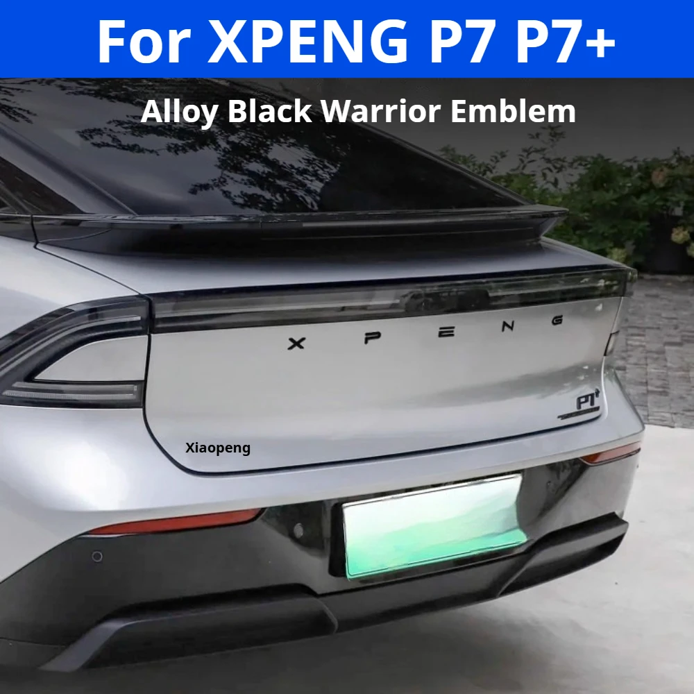 For XPENG P7 P7+ Gloss Black Overlay Logo 4WD Badge Front & Rear Emblem Upgrade Low to High Grade Car Mod Parts