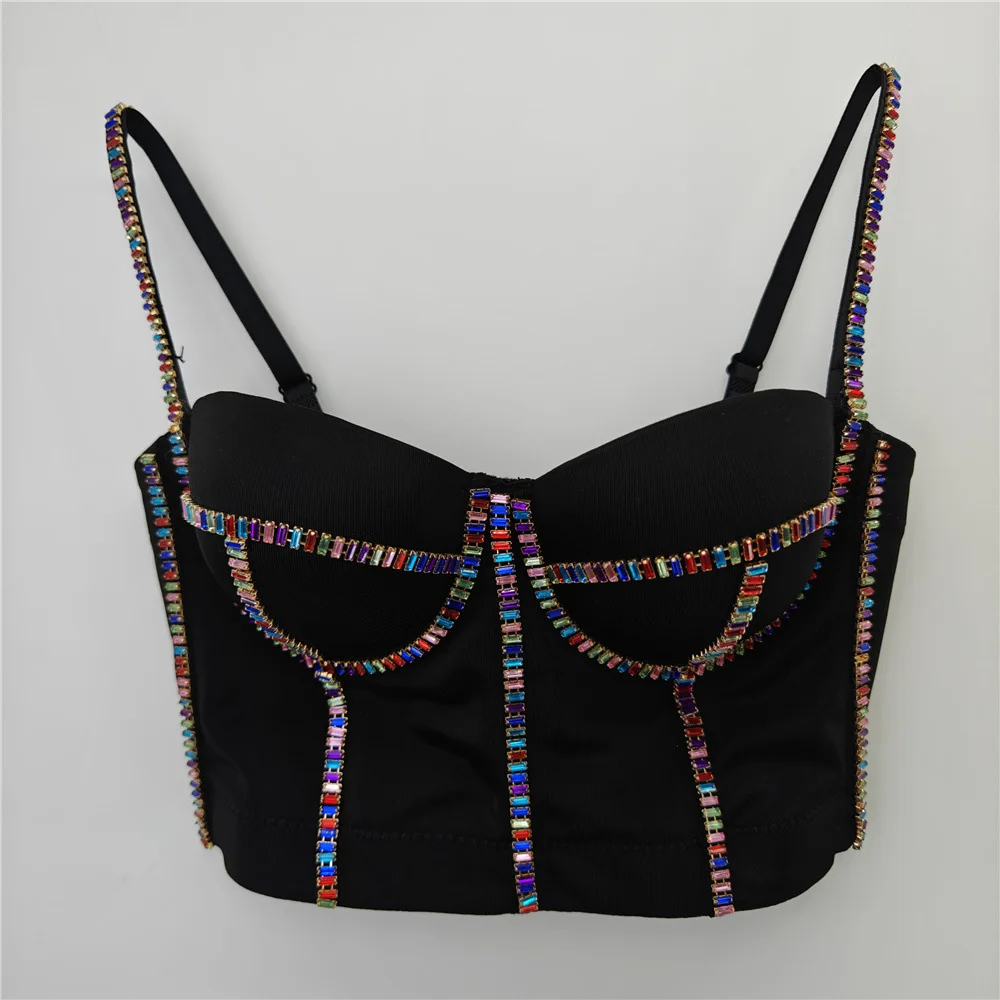 

Fashion Nightclub Sexy European and American New Beaded Push up Bra Outer Wear Hot Girl Wrapped Chest Female