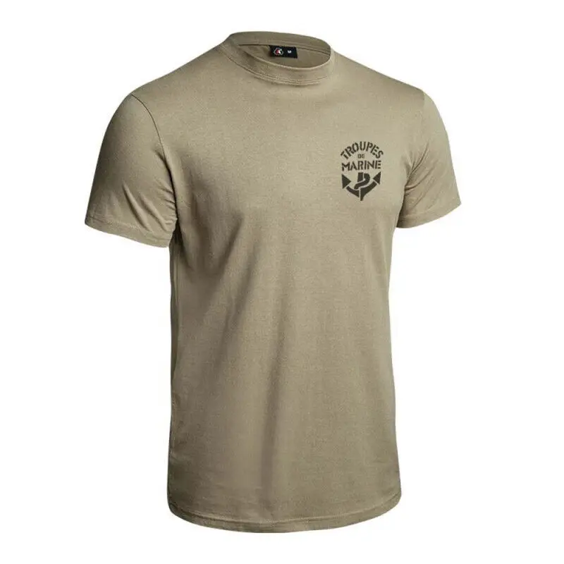 Troupes De Marine French Marine Militaire Herren T-Shirt Kurzarm Casual 100 % Baumwolle O-Ausschnitt T-Shirt