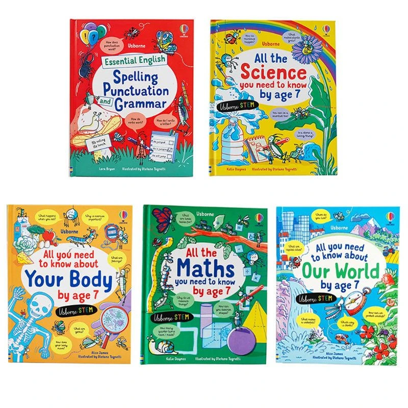 

5 Books/set of USBORNE Children's Enlightenment English Picture Books (Grammar + Human Body + Science + Mathematics +world)