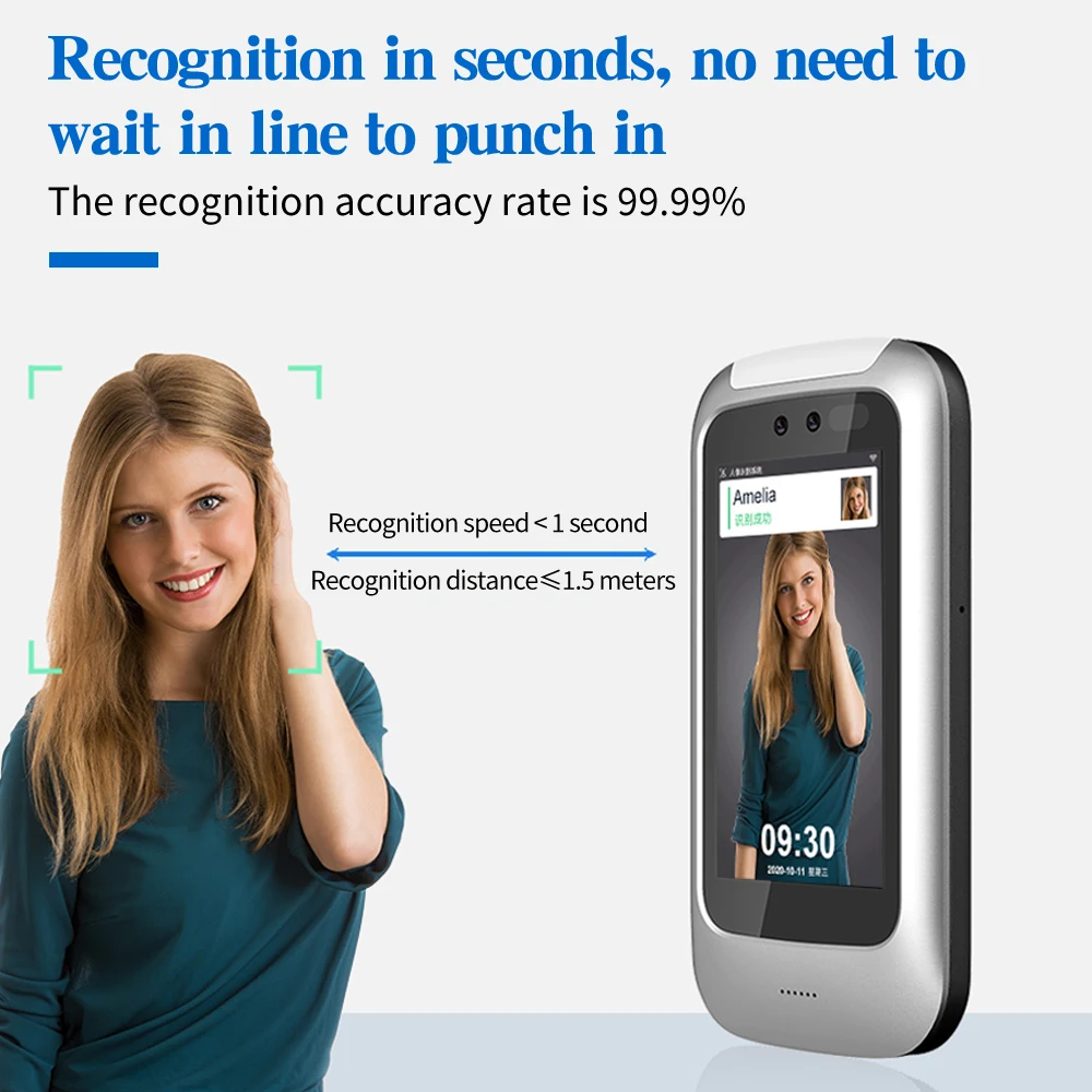 5-Zoll-WLAN-TCP-IP-Gesichtserkennung Touchscreen-Anwesenheit gerät Unterstützung 13,56 MHz IC-Karte App/PC-Software/Cloud Benutzer