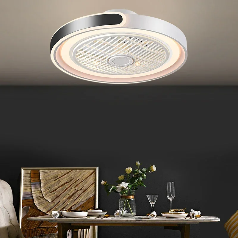 ضوء مروحة ذكي حديث لغرفة المعيشة وغرفة النوم مع أضواء مروحة للعناية بالوجبات وحماية العين وشفرة غير مرئية وإضاءة سقف متينة #6
