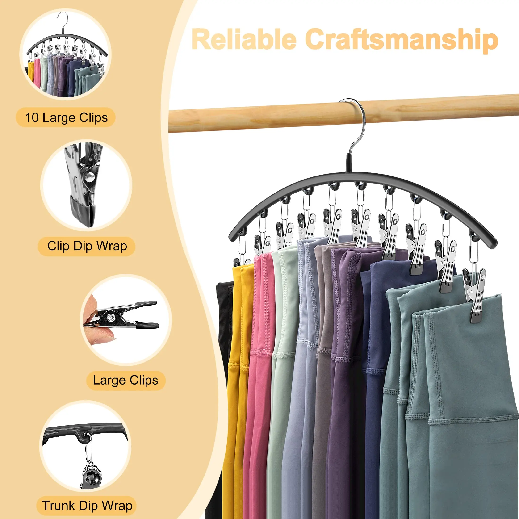 Stainless Steel Clothes Drying Hanger Metal Waterproof Drying Rack 10 Clips Hook Laundry Airer Hanger Underwear Socks Holder