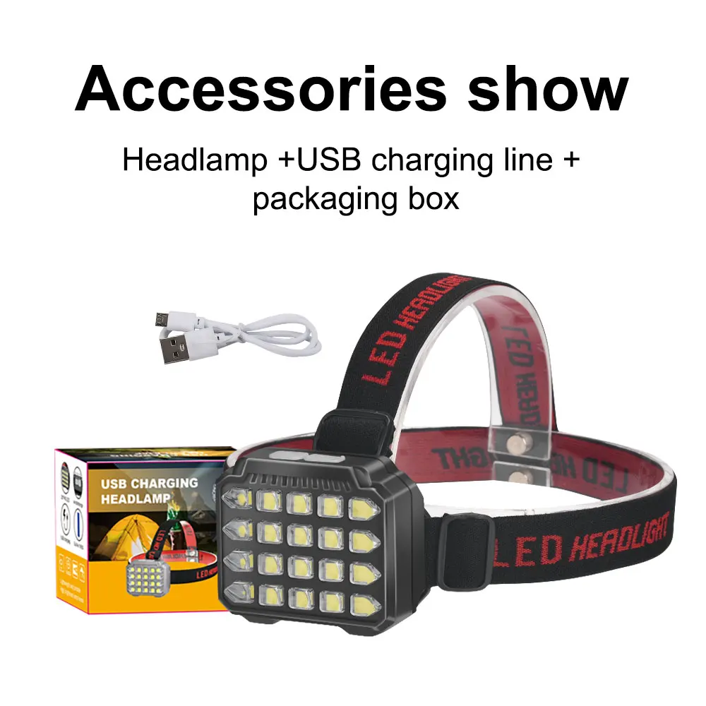 High Power 20*XHP40 LED Headlamp  Multi-function Flashlight Fishing Light Lamp Camping Head Light Nitecore